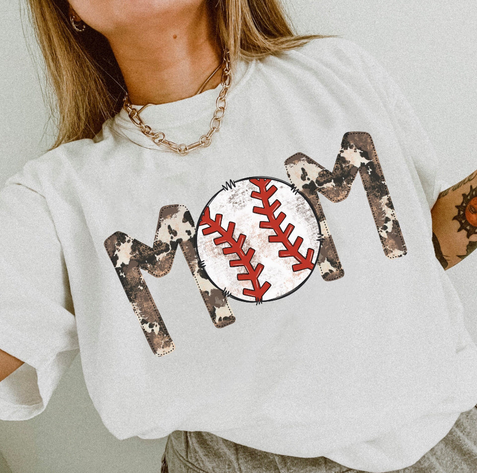 Baseball Mom (cow print)