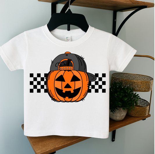 Backwards Hat Pumpkin with Checkered