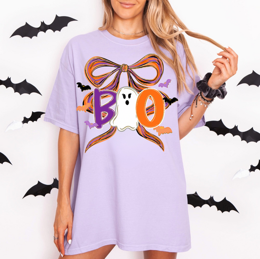 Boo Brushstroke Halloween Bow