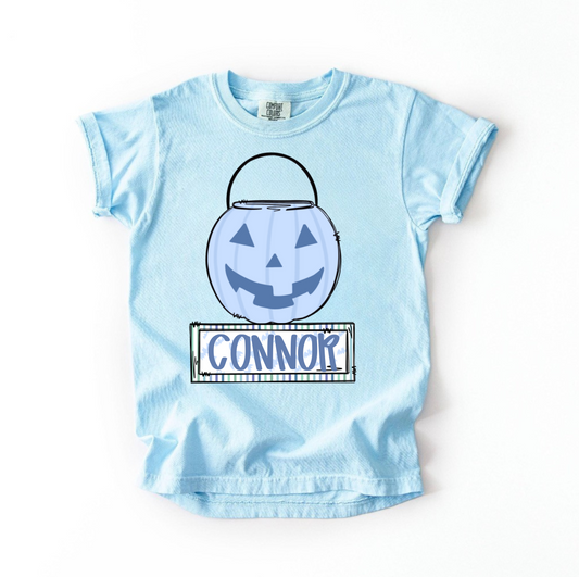 Blue Pumpkin Bucket (personalized)