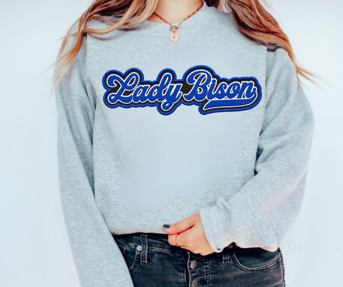 Lady Bison Faux Retro Chenille Patch