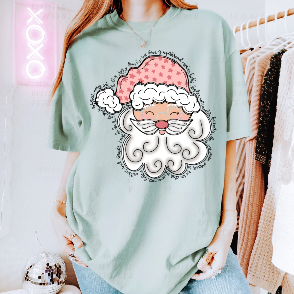 Pink Cartoon Santa