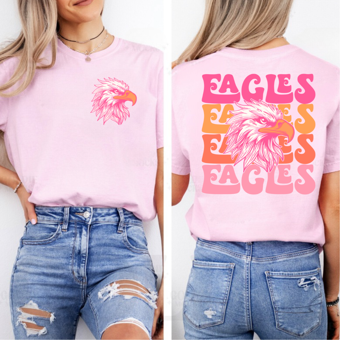 Pink Eagles tee (front & back)