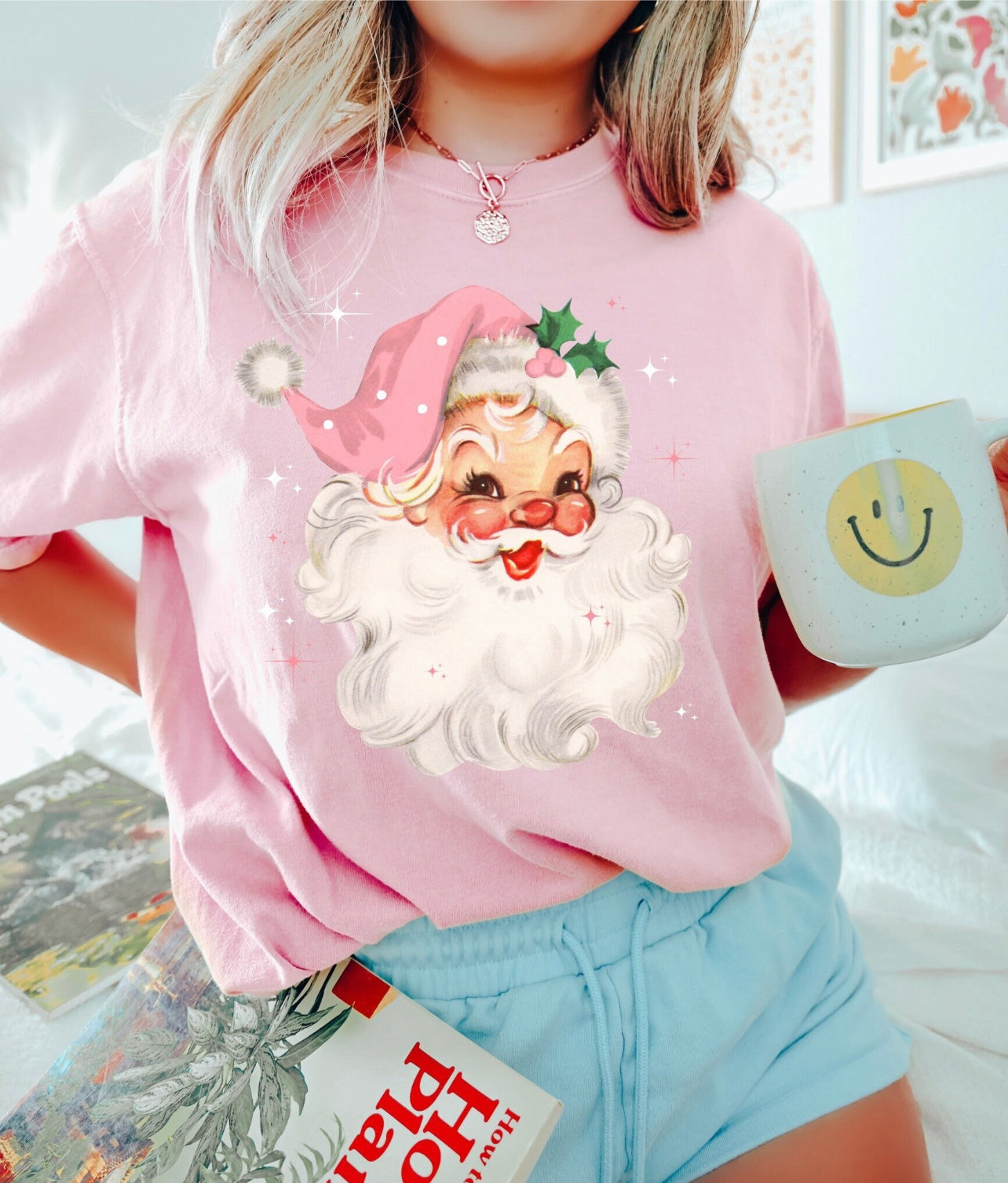 Pink Retro Santa Hat