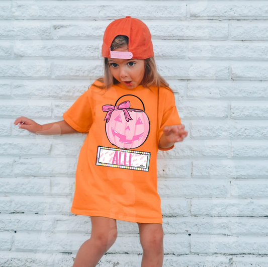Pink Pumpkin Bucket (personalized)