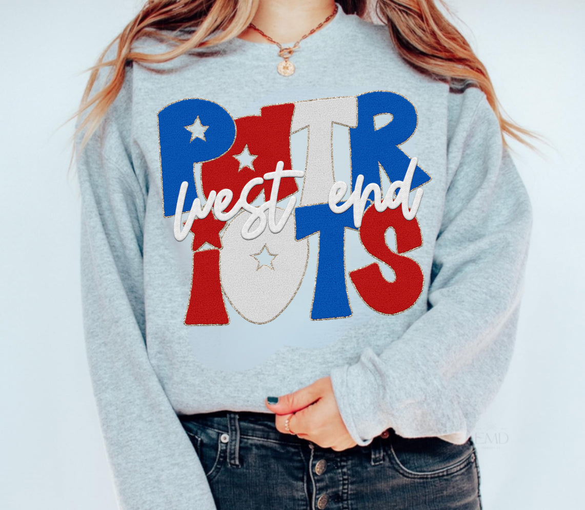 West End Patriots Faux Stacked Chenille