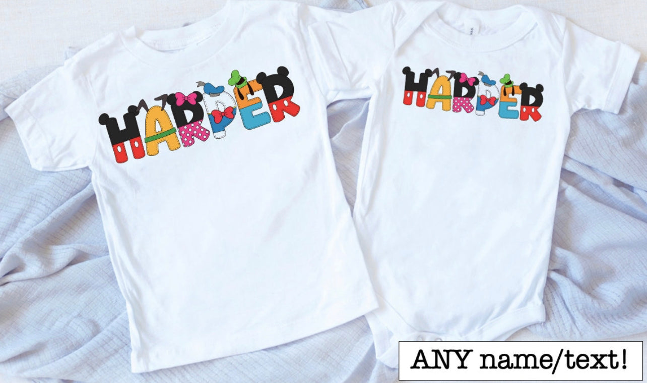 Mouse Font Custom Name Tee