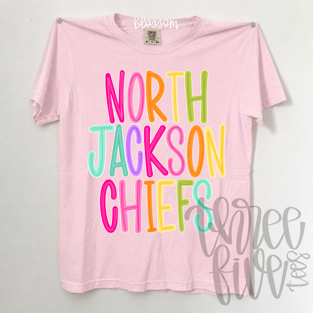 North Jackson Chiefs Color Pop Bubble Letter