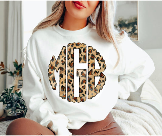 Cheetah Circle Scallop Monogram
