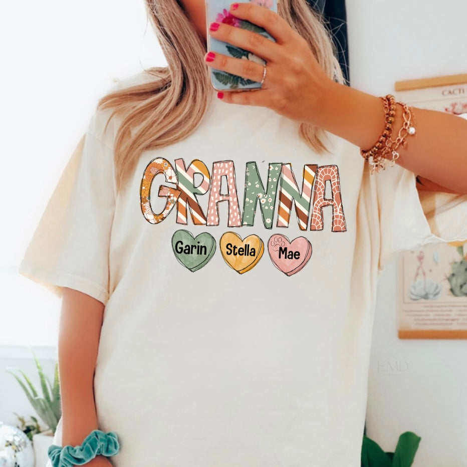 Boho Print Name (with or without hearts)